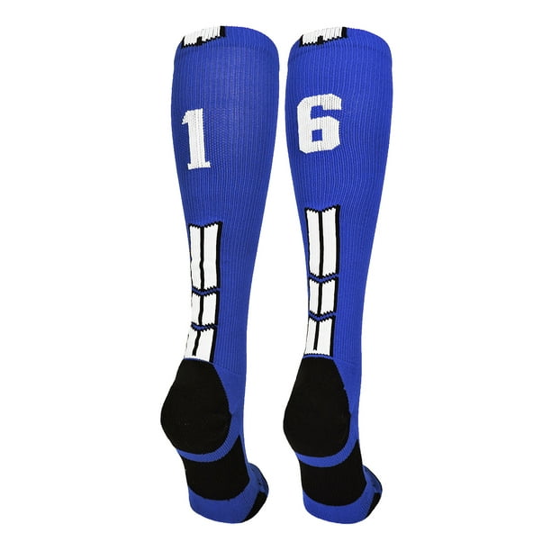 MadSportsStuff Royal Player ID Custom Number Crew Socks for Basketball Lacrosse Volleyball Boys and Girls